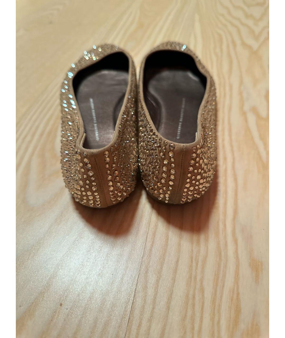 GIUSEPPE ZANOTTI DESIGN Золотые замшевые балетки, фото 4