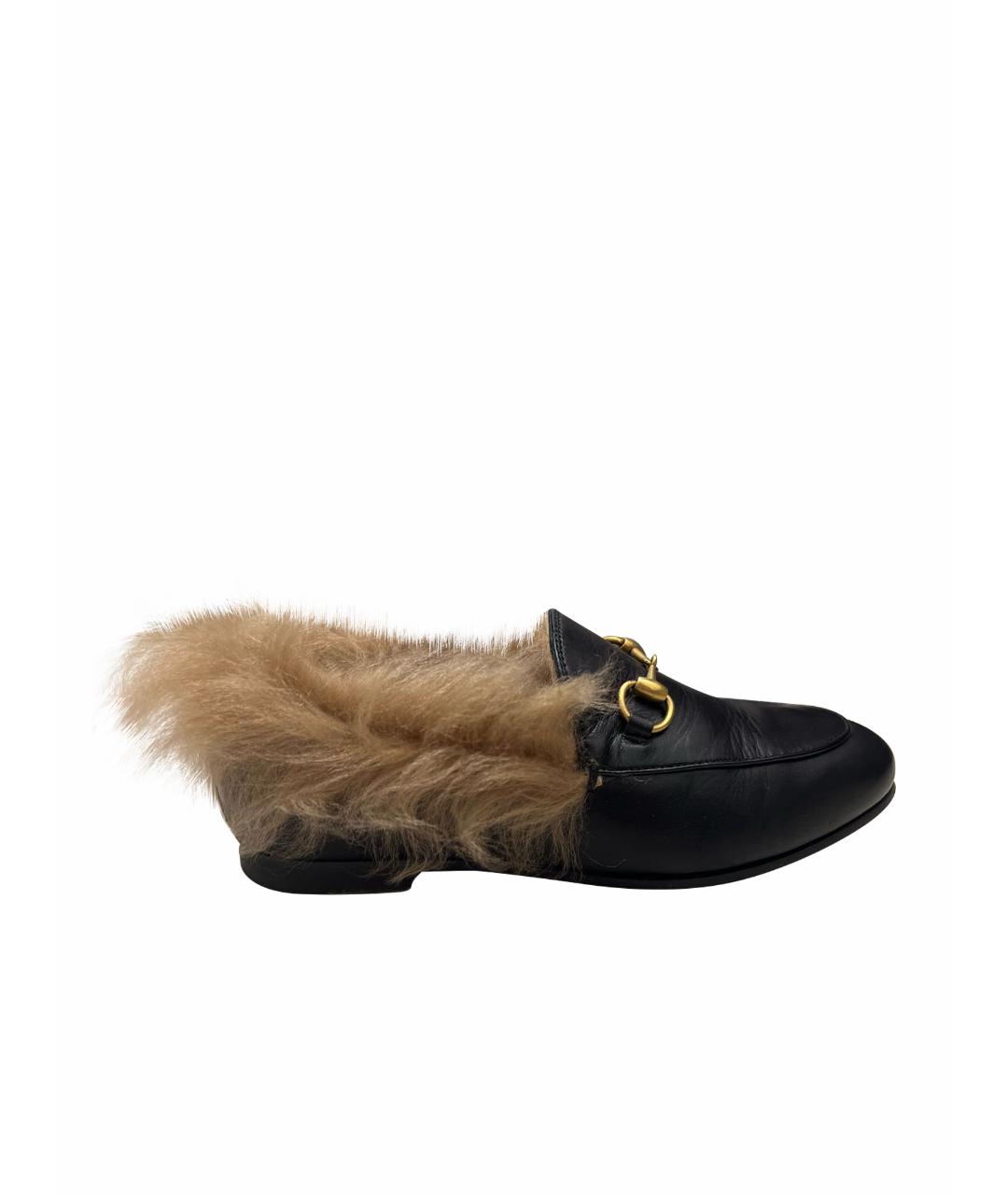 GUCCI Черные кожаные лоферы, фото 1