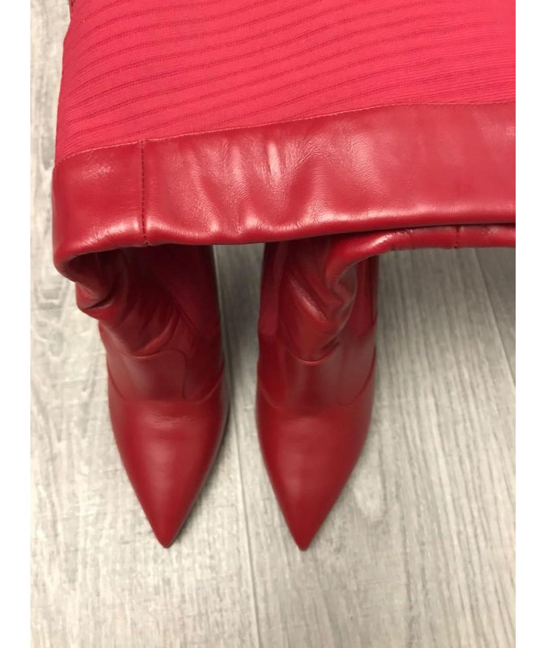 FENDI Красные кожаные ботфорты, фото 3