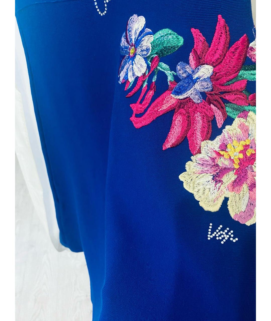 VDP Синее хлопко-эластановое коктейльное платье, фото 4