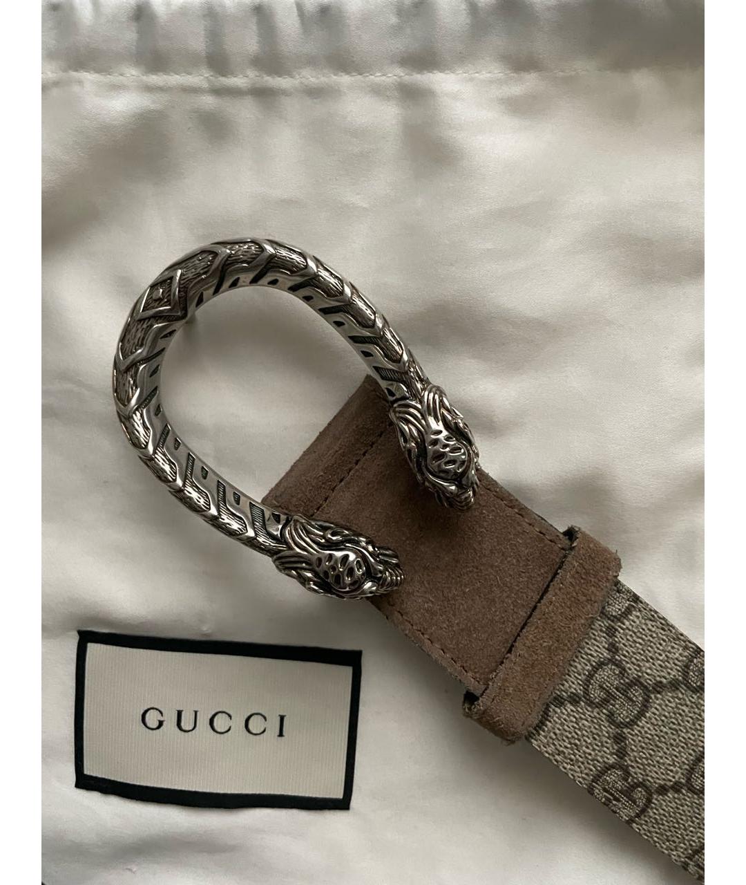 GUCCI Бежевый замшевый ремень, фото 6