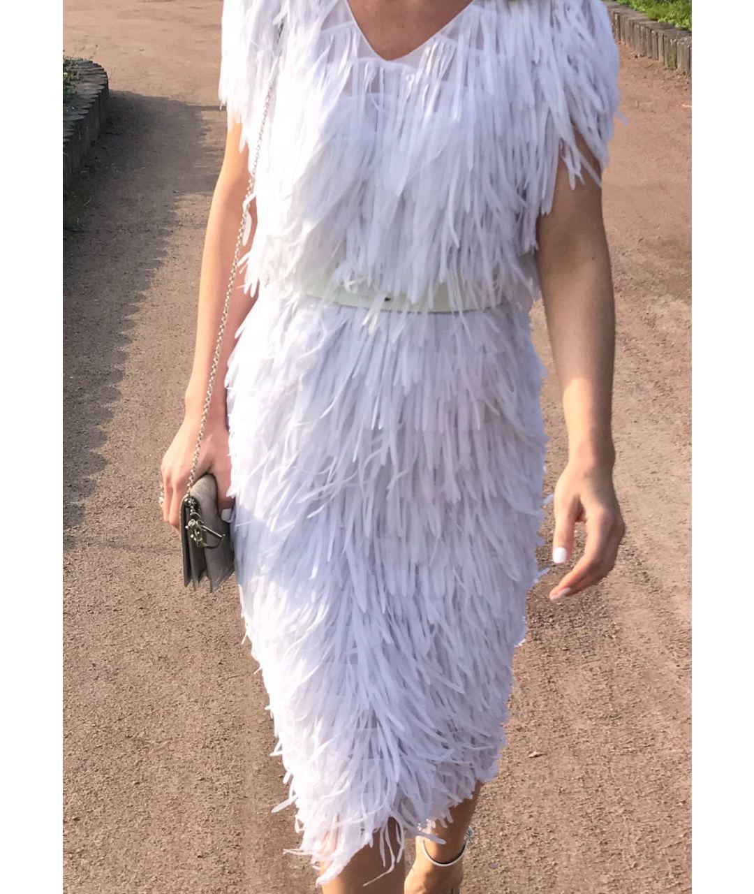 CHAPURIN Белое шифоновое коктейльное платье, фото 2
