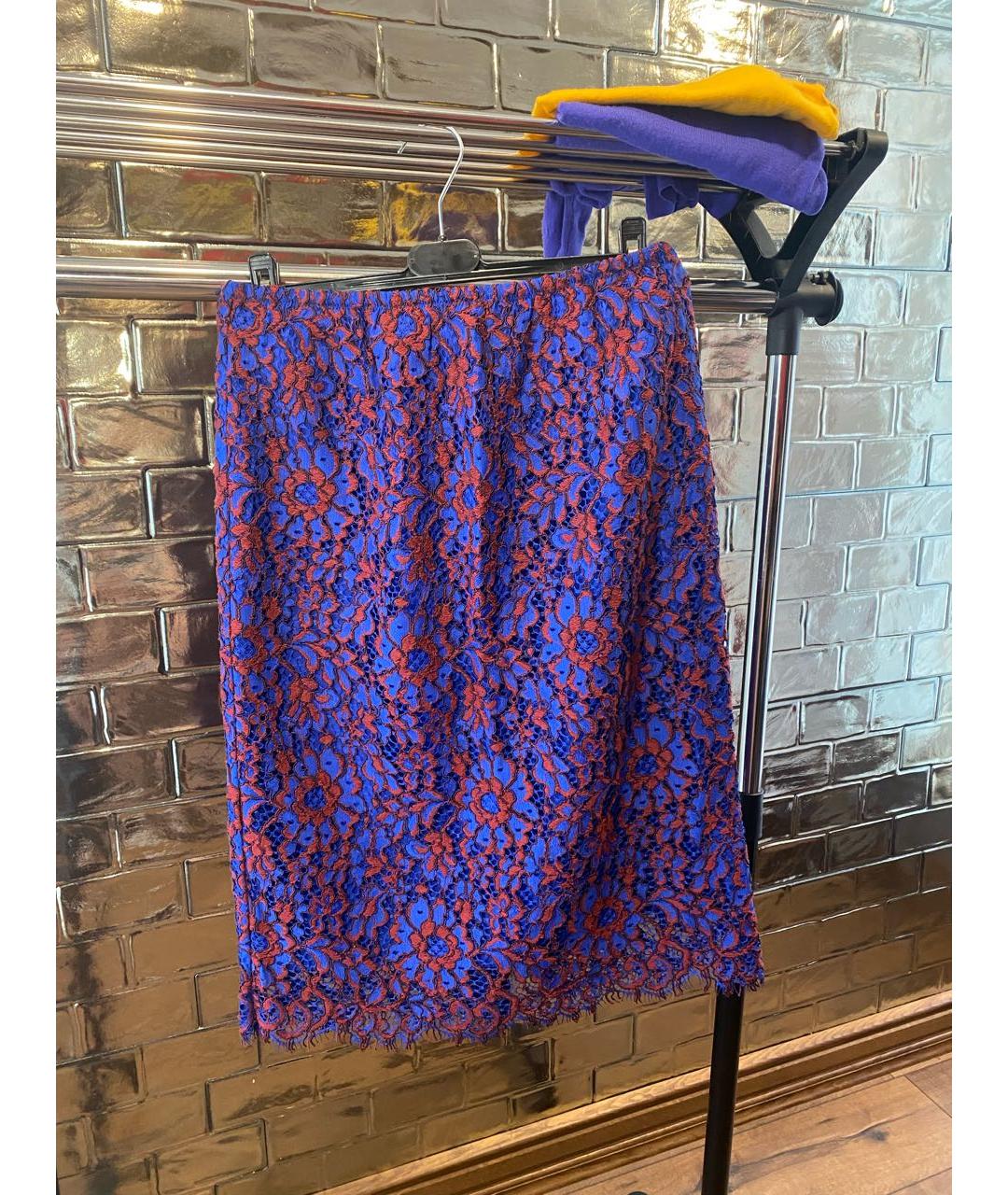 CALVIN KLEIN Фиолетовая кружевная юбка миди, фото 8