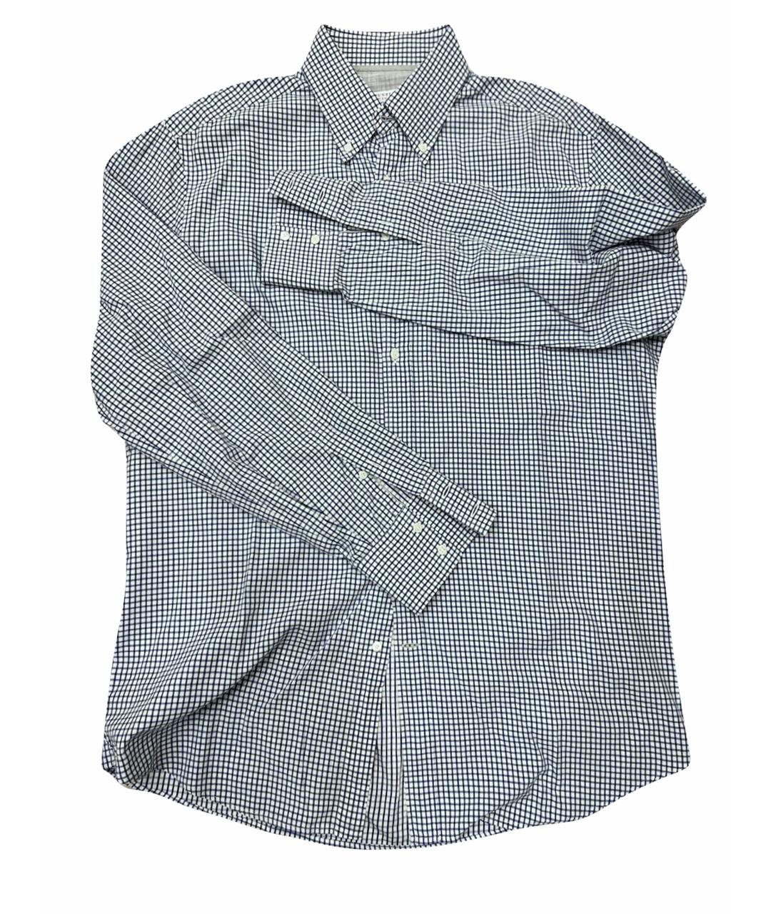 BRUNELLO CUCINELLI Синяя хлопковая классическая рубашка, фото 1