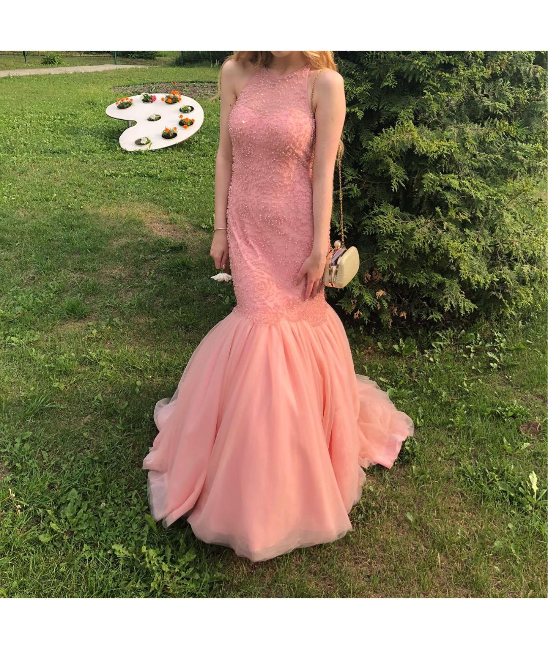 SHERRI HILL Розовое атласное вечернее платье, фото 5