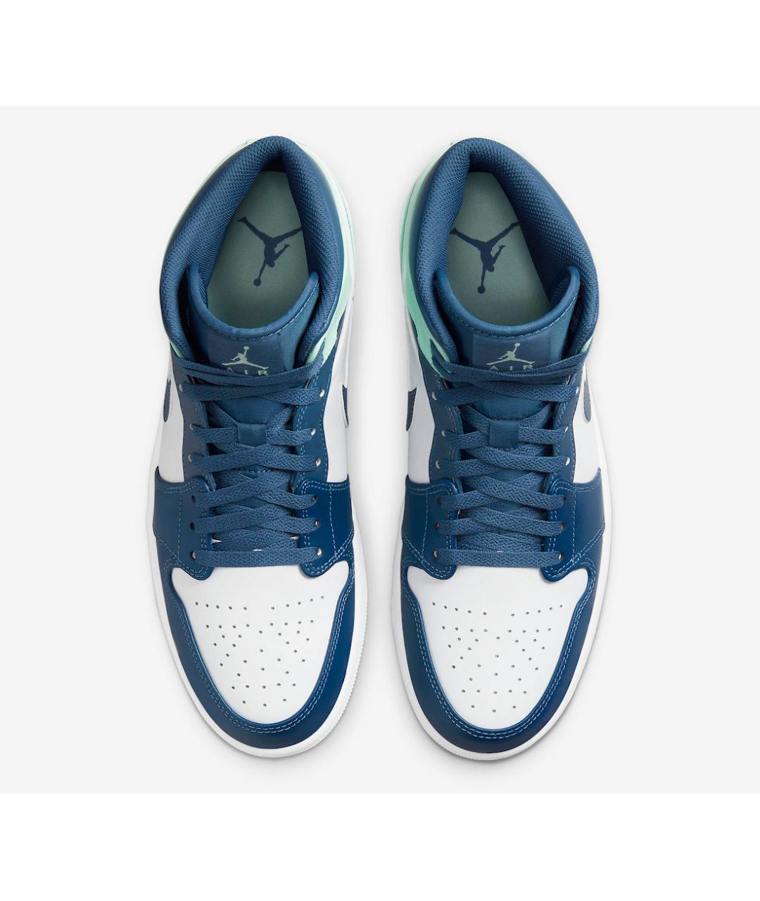 JORDAN Бирюзовые кожаные высокие кроссовки / кеды, фото 3