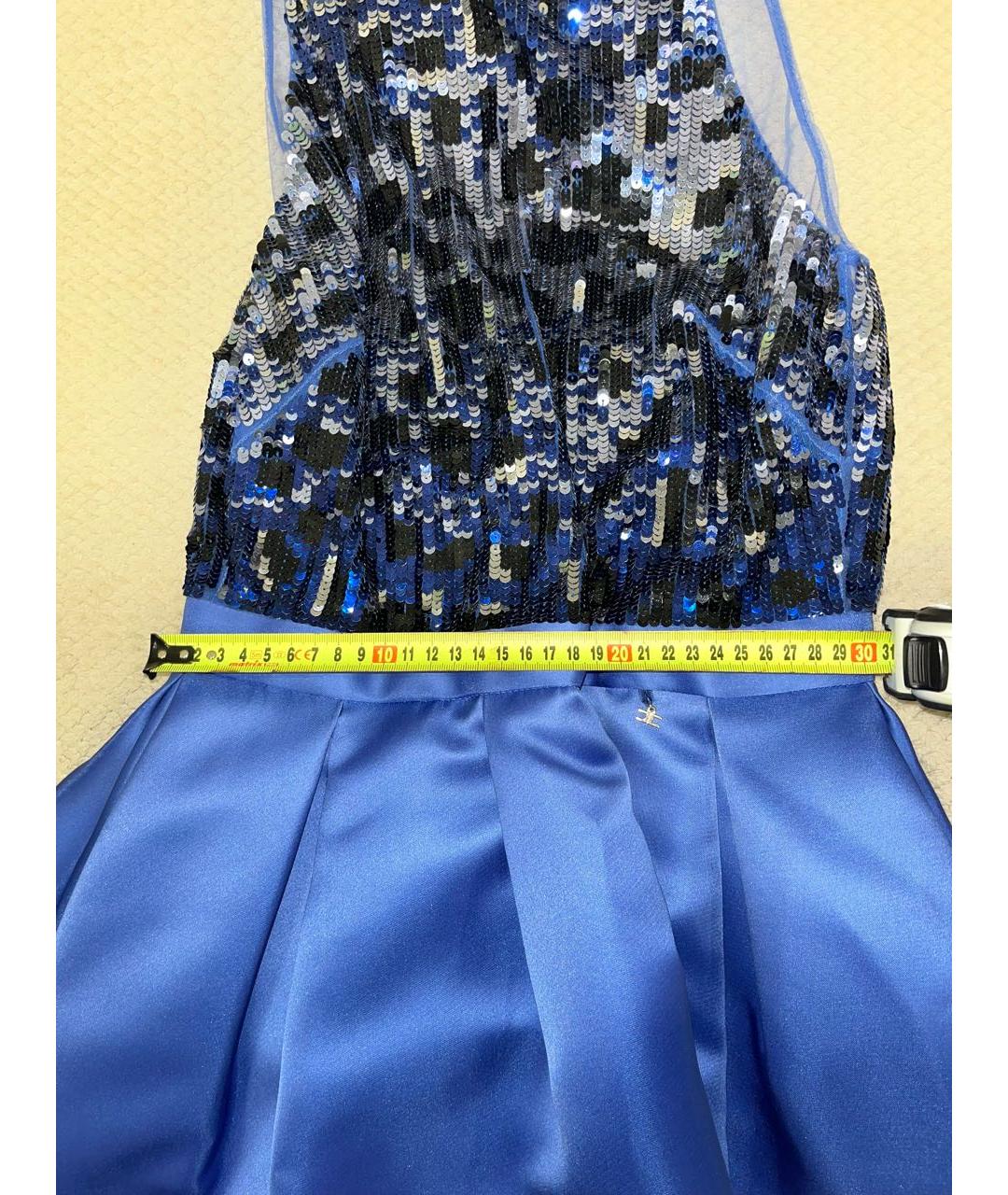 ELISABETTA FRANCHI Синее полиамидовое коктейльное платье, фото 5