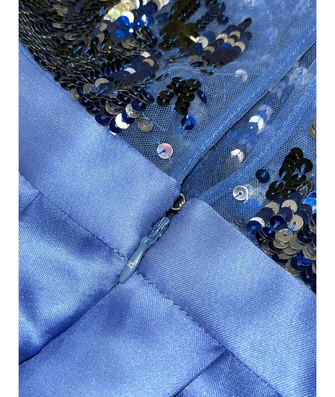 ELISABETTA FRANCHI Синее полиамидовое коктейльное платье, фото 3