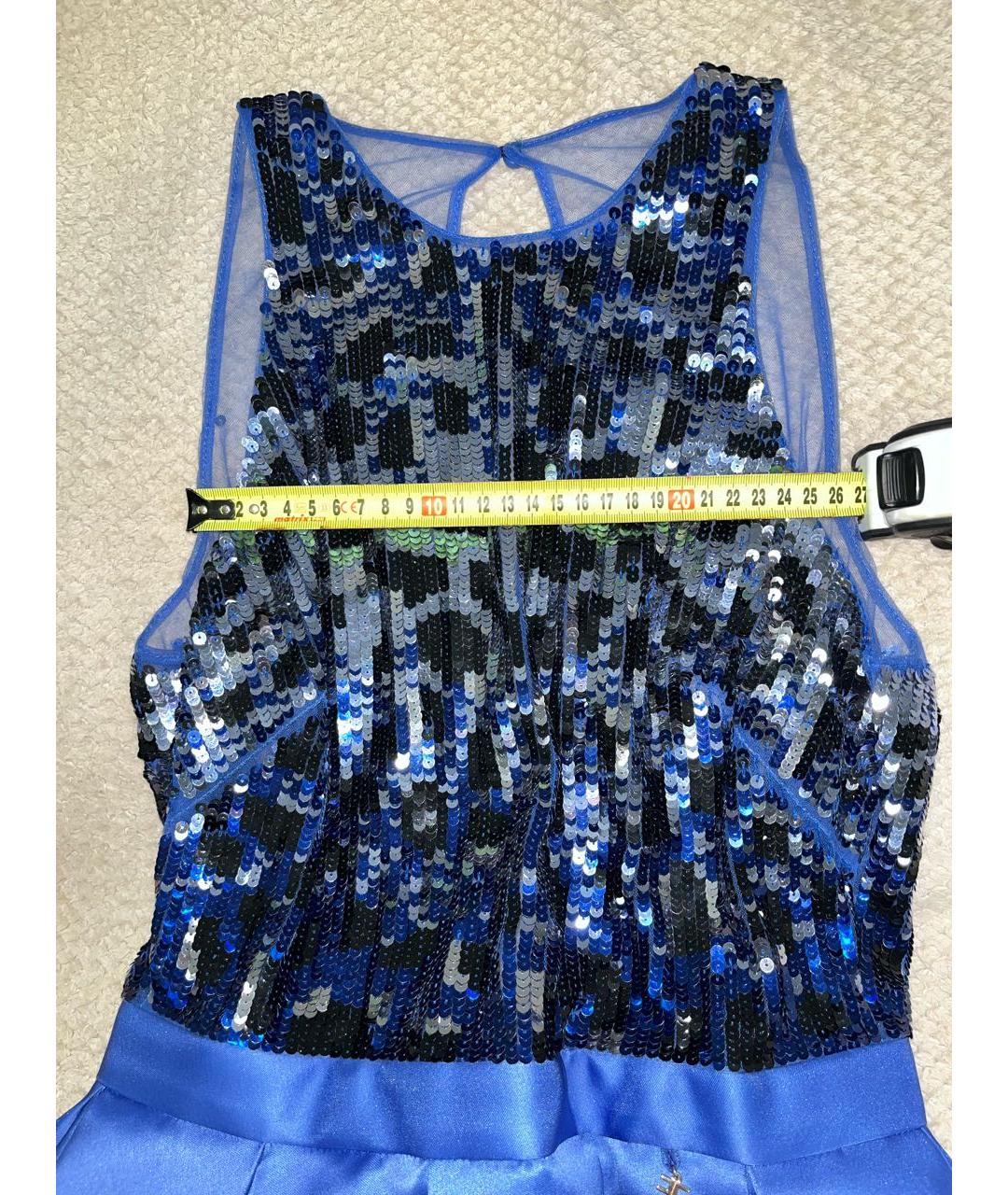 ELISABETTA FRANCHI Синее полиамидовое коктейльное платье, фото 7