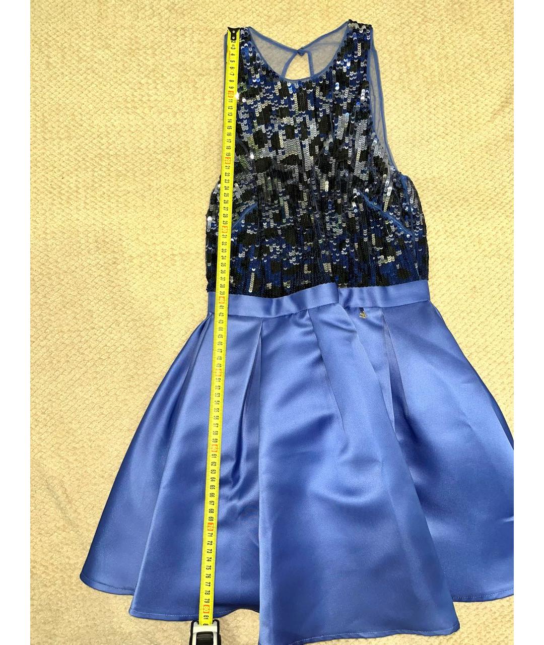 ELISABETTA FRANCHI Синее полиамидовое коктейльное платье, фото 6