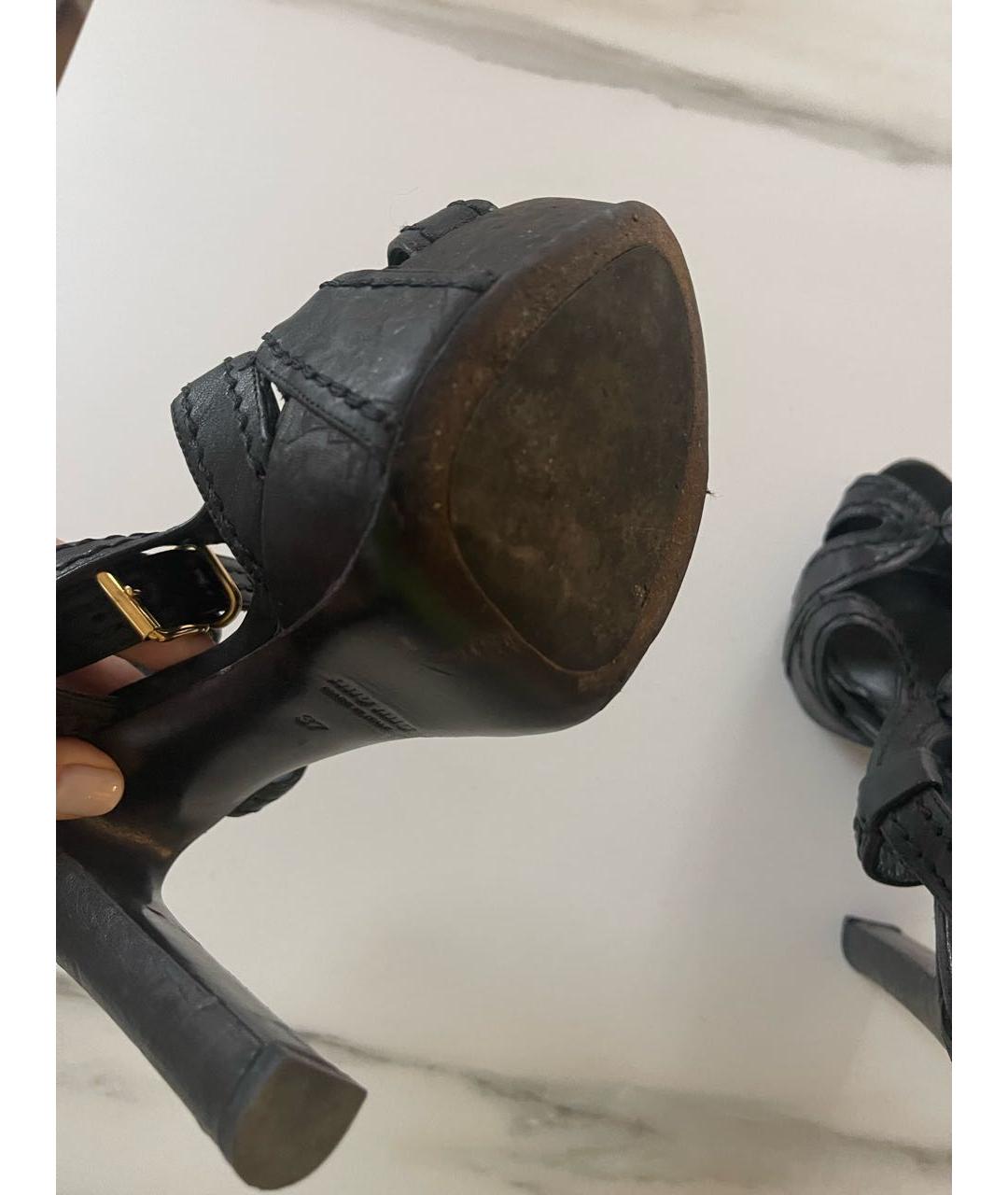 MIU MIU Черные кожаные босоножки, фото 6