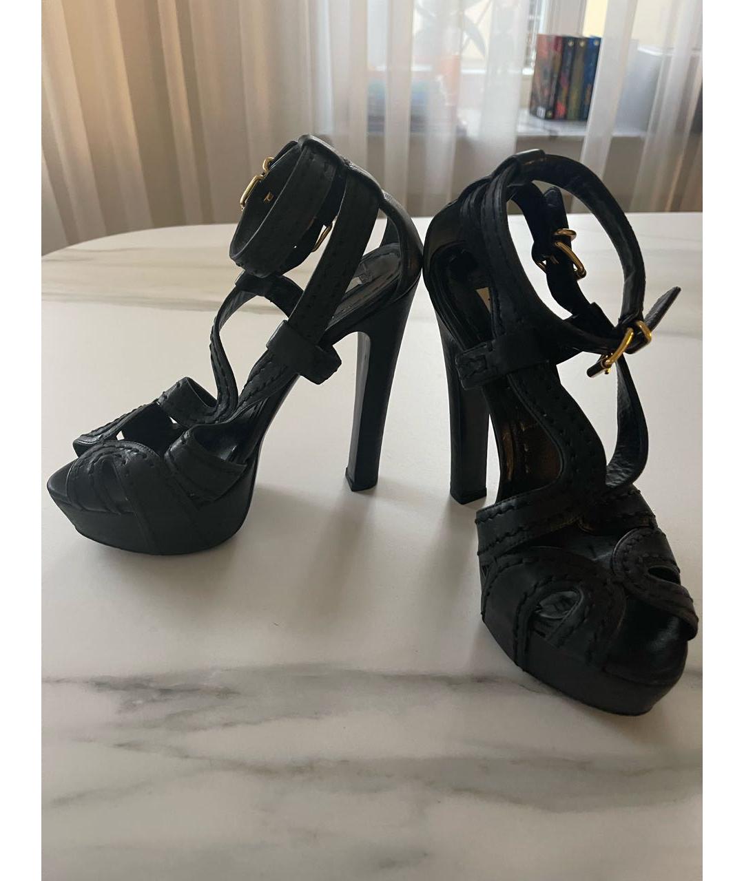 MIU MIU Черные кожаные босоножки, фото 9