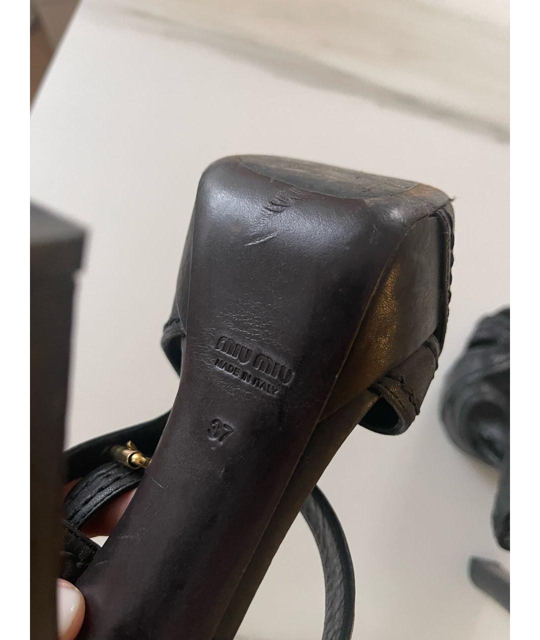 MIU MIU Черные кожаные босоножки, фото 5