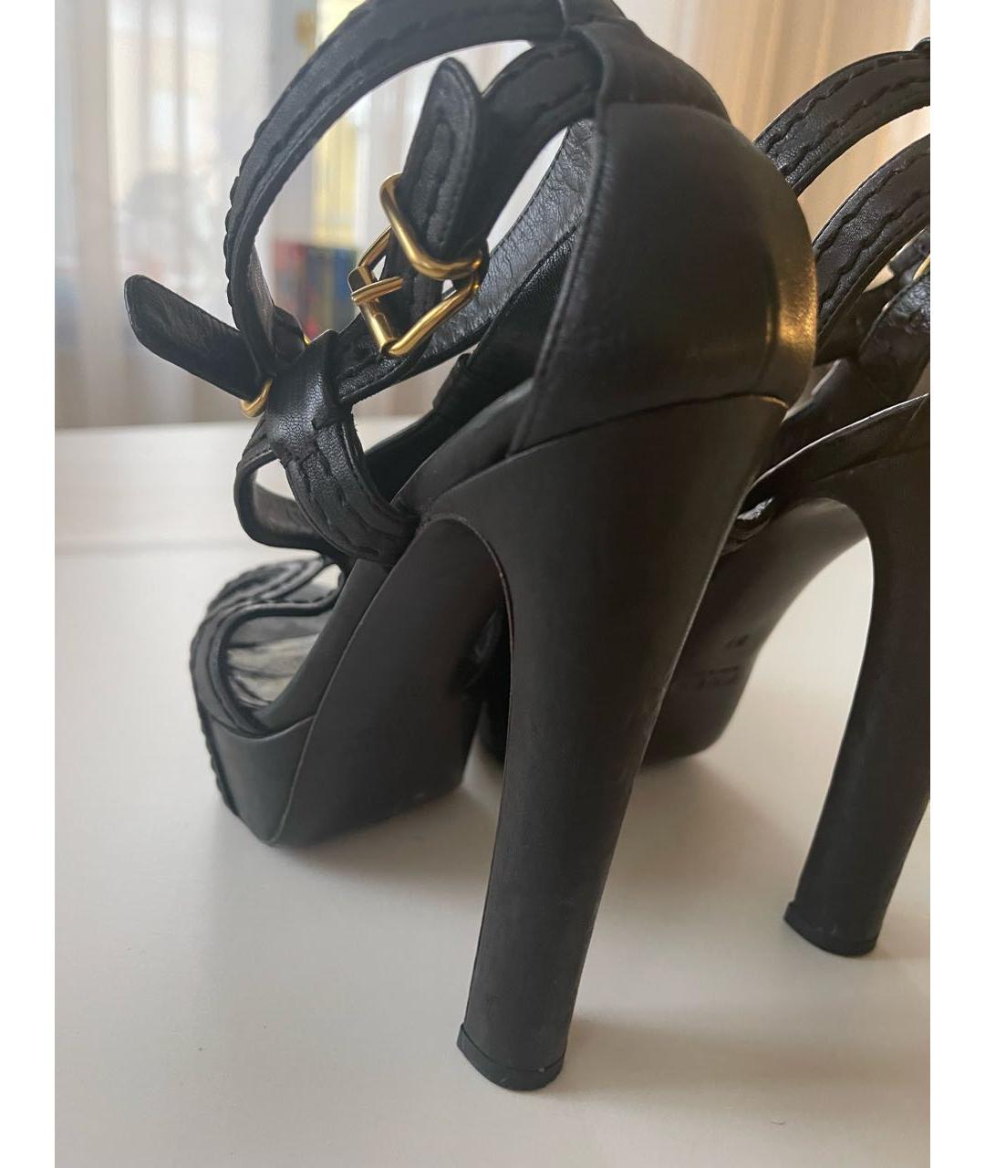 MIU MIU Черные кожаные босоножки, фото 8