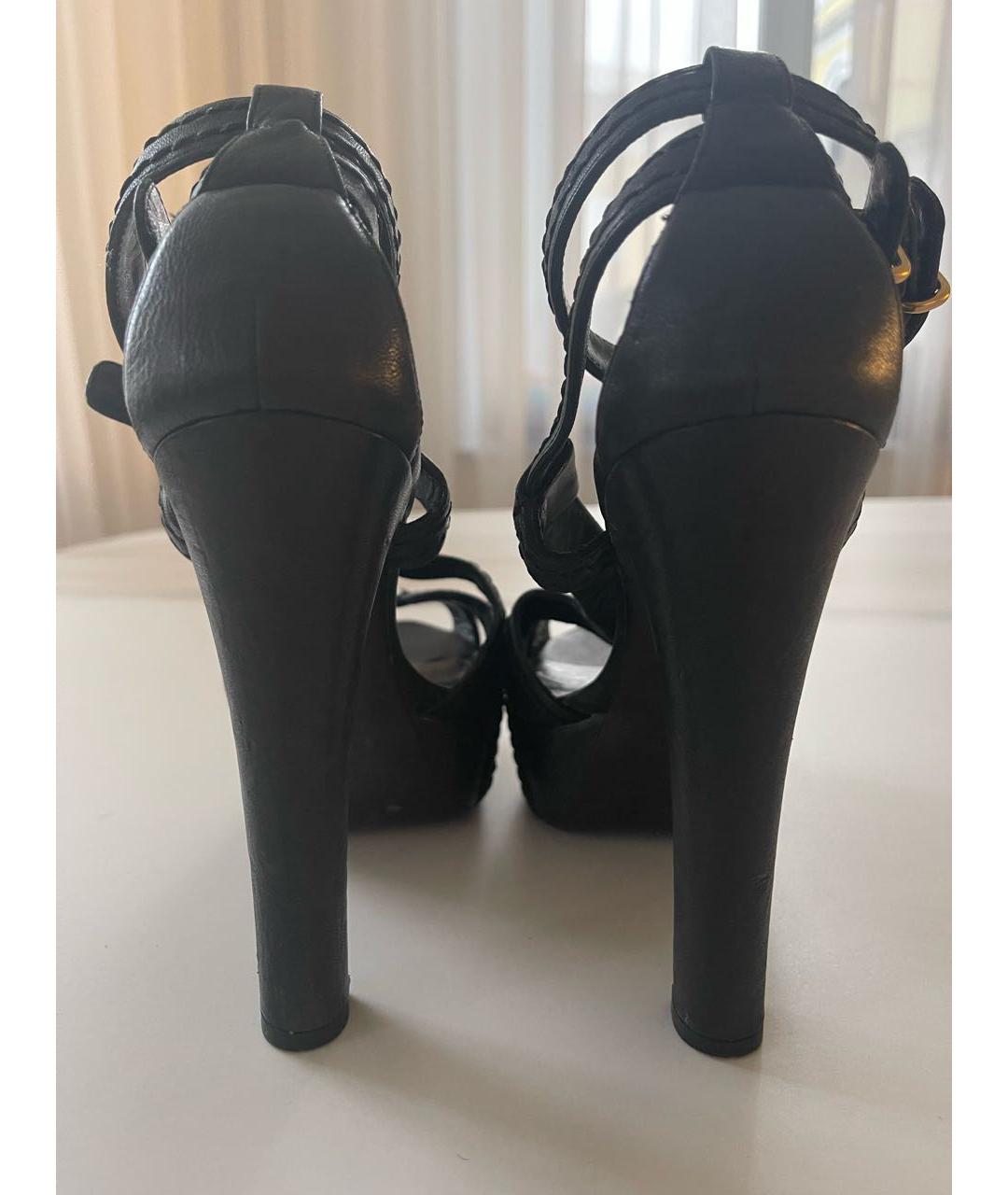 MIU MIU Черные кожаные босоножки, фото 4