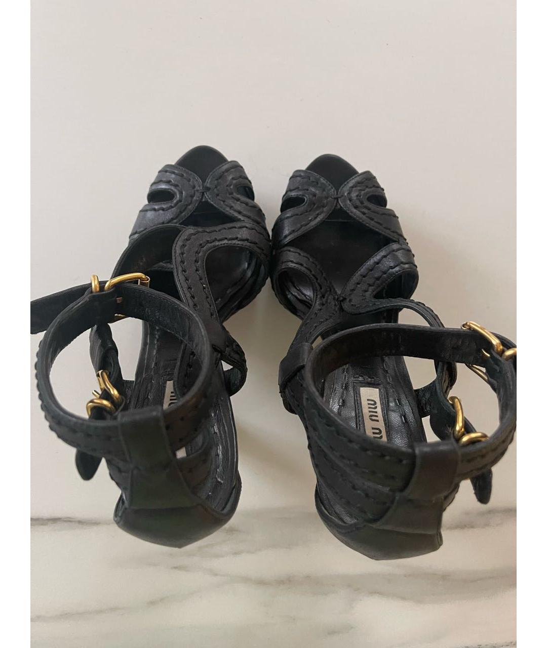 MIU MIU Черные кожаные босоножки, фото 7