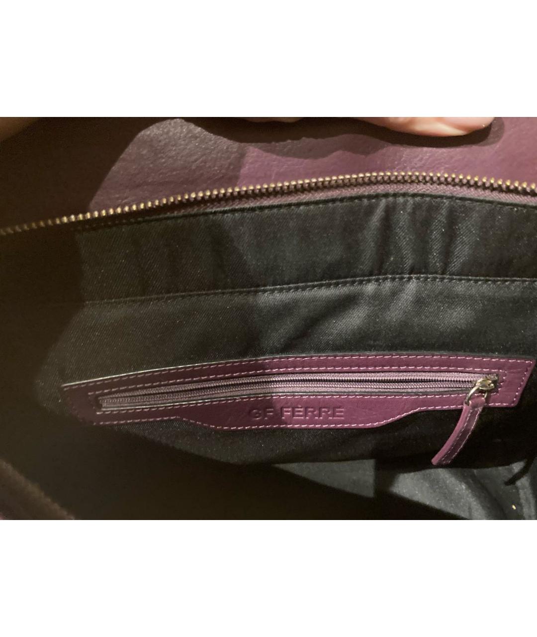 GIANFRANCO FERRE Фиолетовая кожаная сумка тоут, фото 6