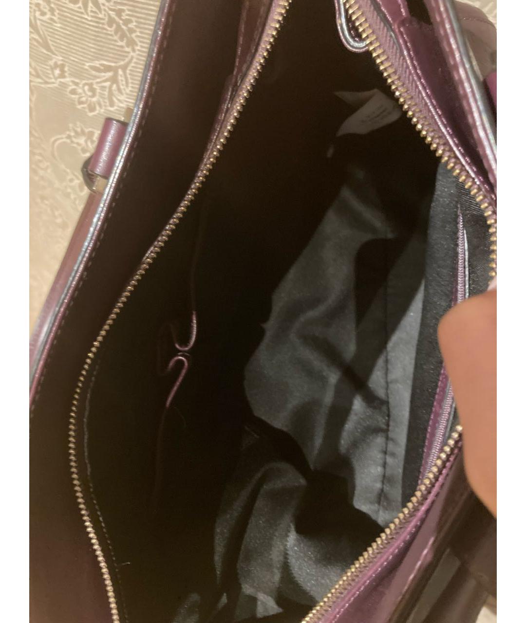 GIANFRANCO FERRE Фиолетовая кожаная сумка тоут, фото 5