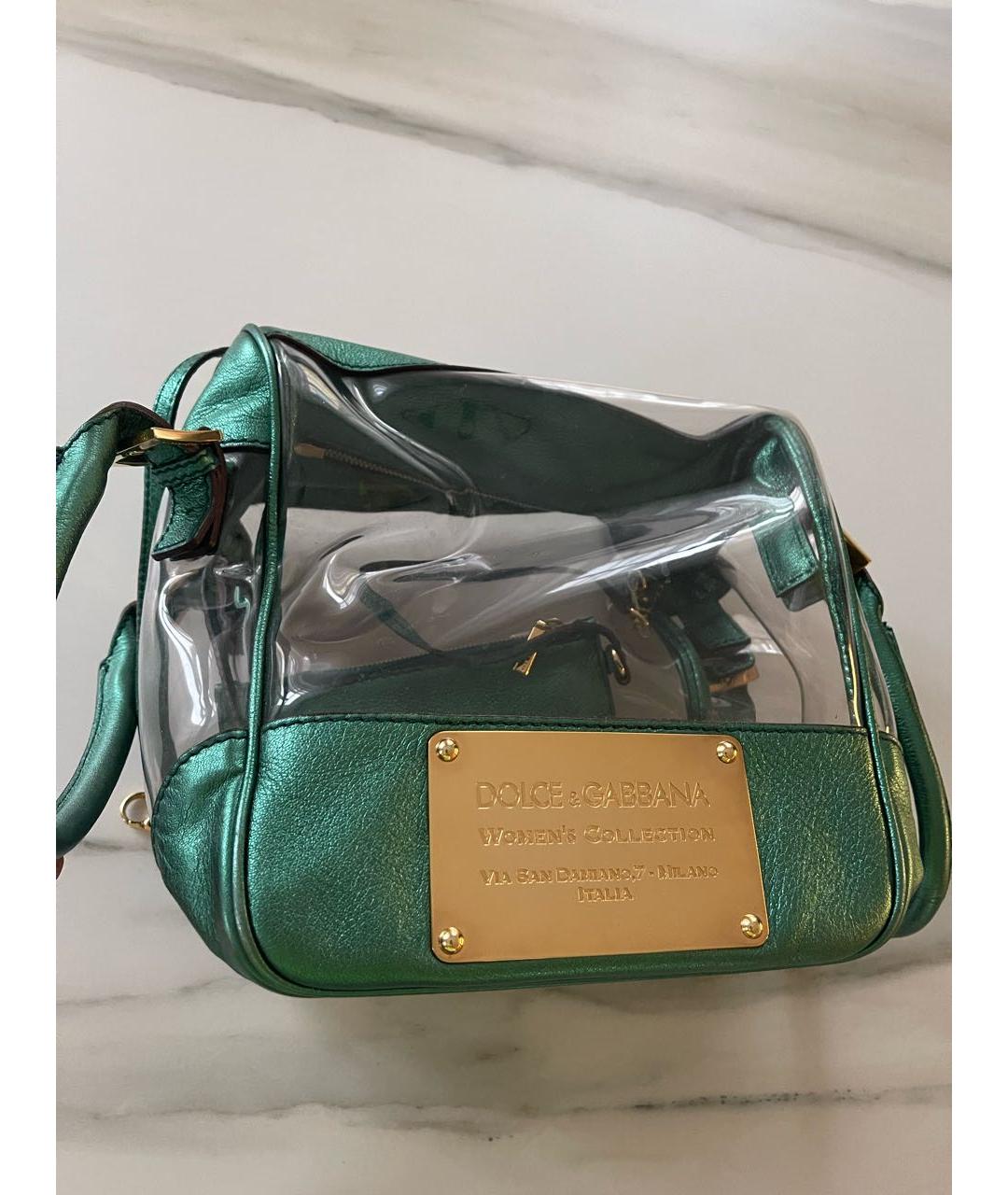 DOLCE&GABBANA Зеленая кожаная сумка с короткими ручками, фото 2