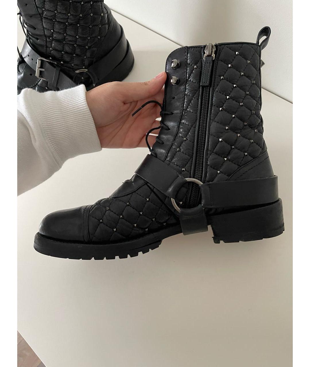 VALENTINO Черные кожаные полусапоги, фото 6