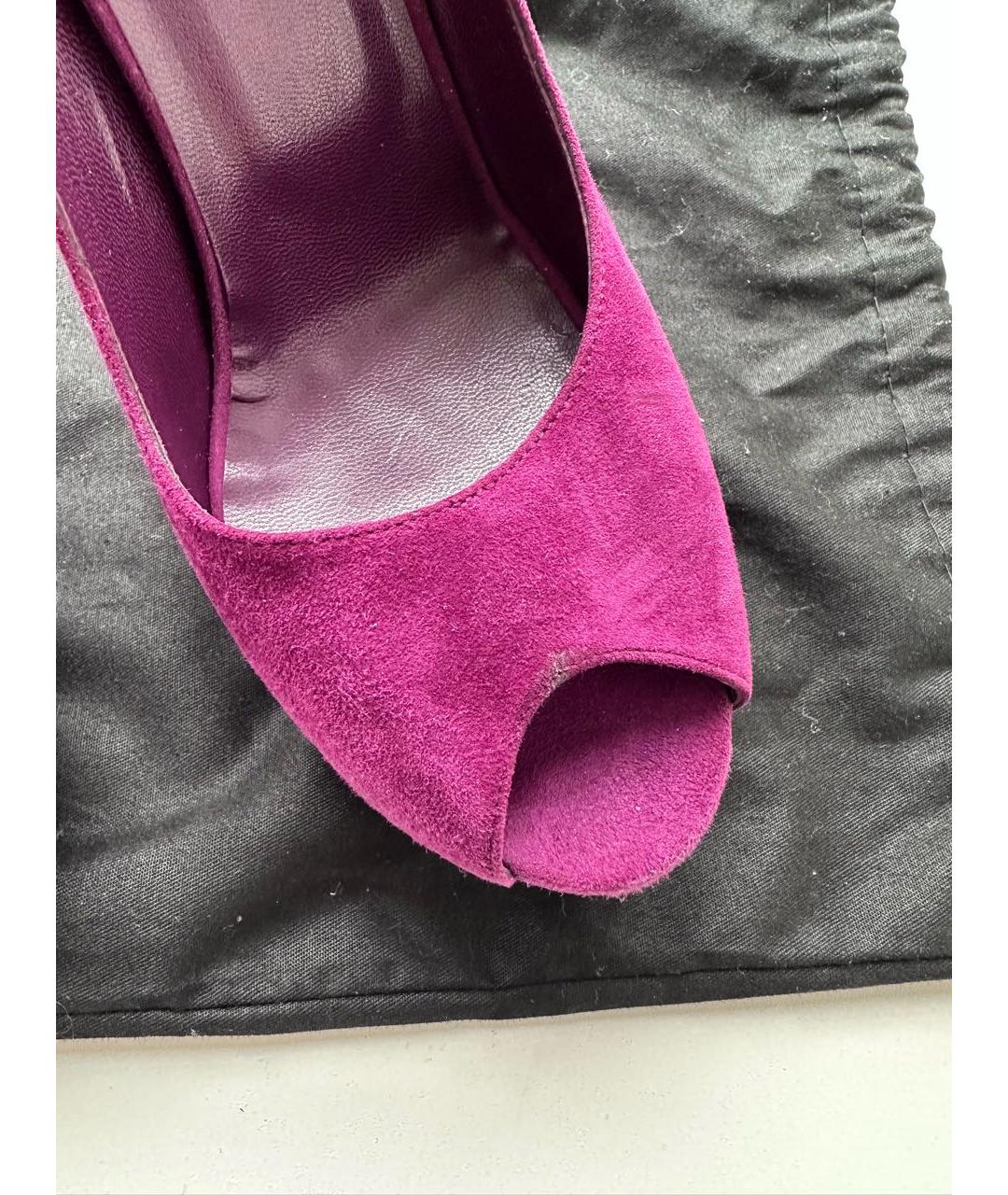 SAINT LAURENT Фиолетовые замшевые туфли, фото 5