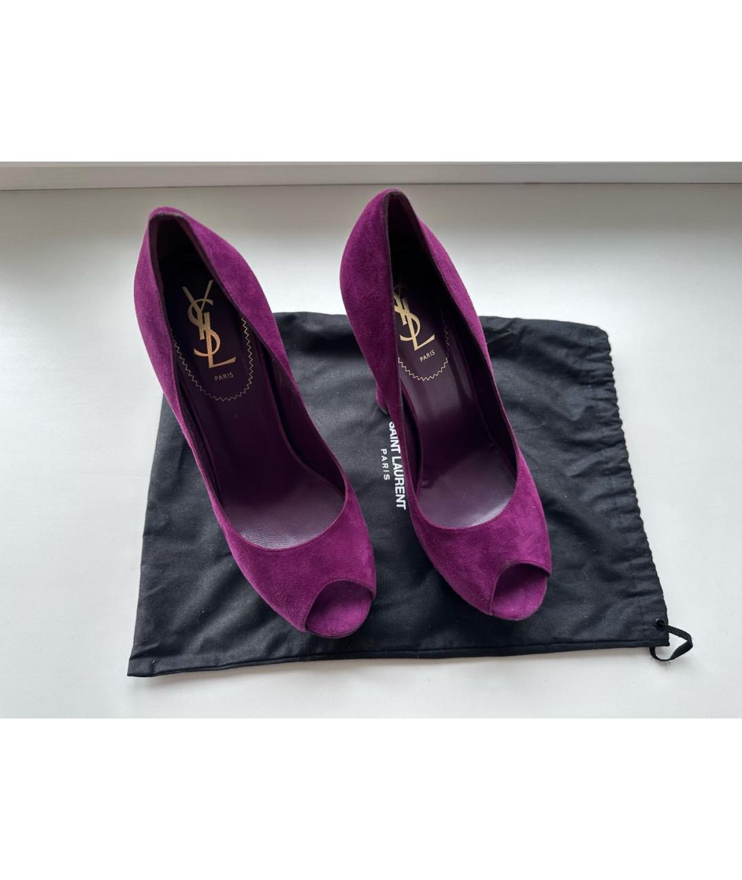 SAINT LAURENT Фиолетовые замшевые туфли, фото 2