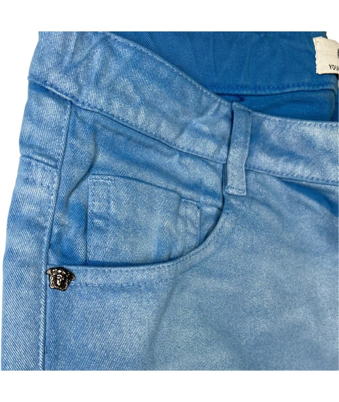 YOUNG VERSACE Голубые хлопковые детские джинсы, фото 3
