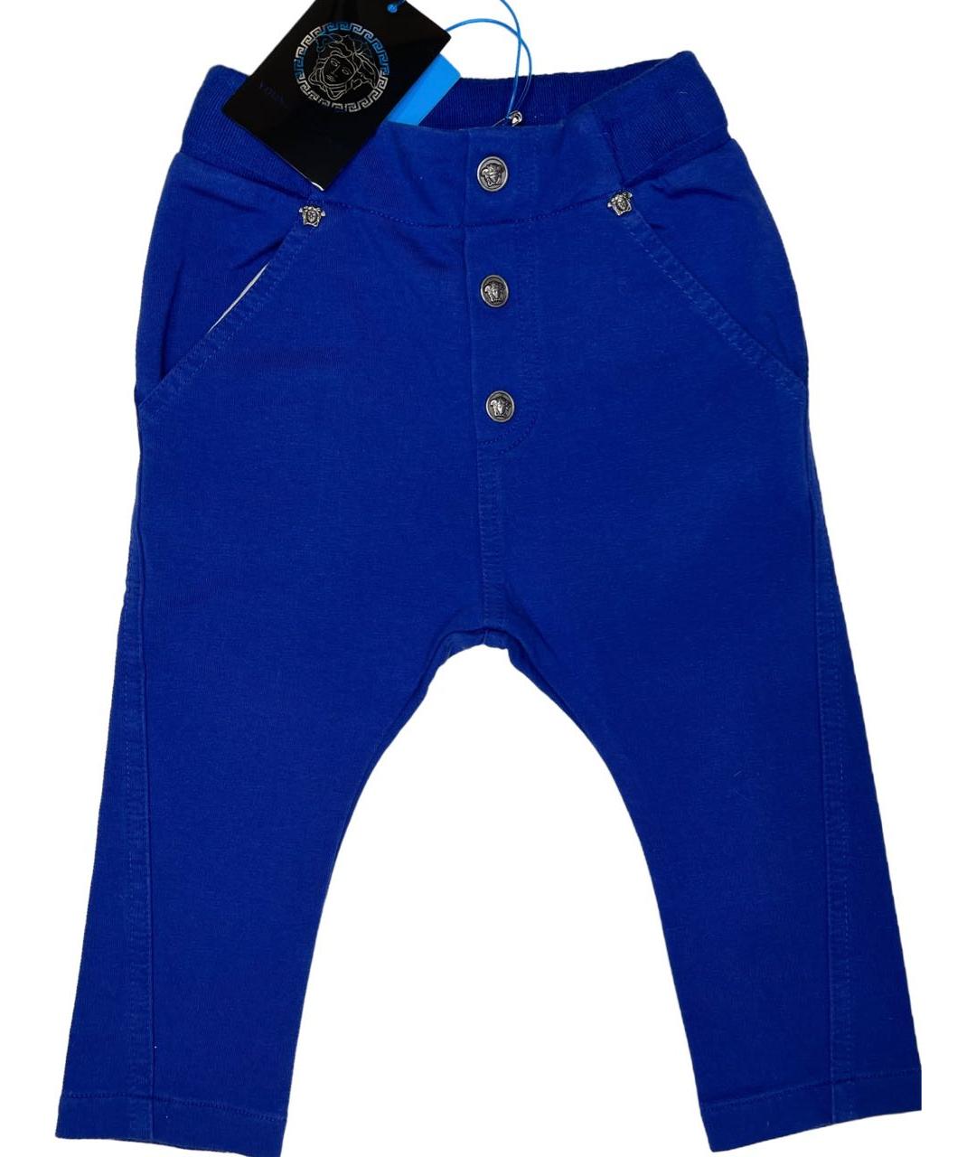 YOUNG VERSACE Синие хлопковые брюки и шорты, фото 1
