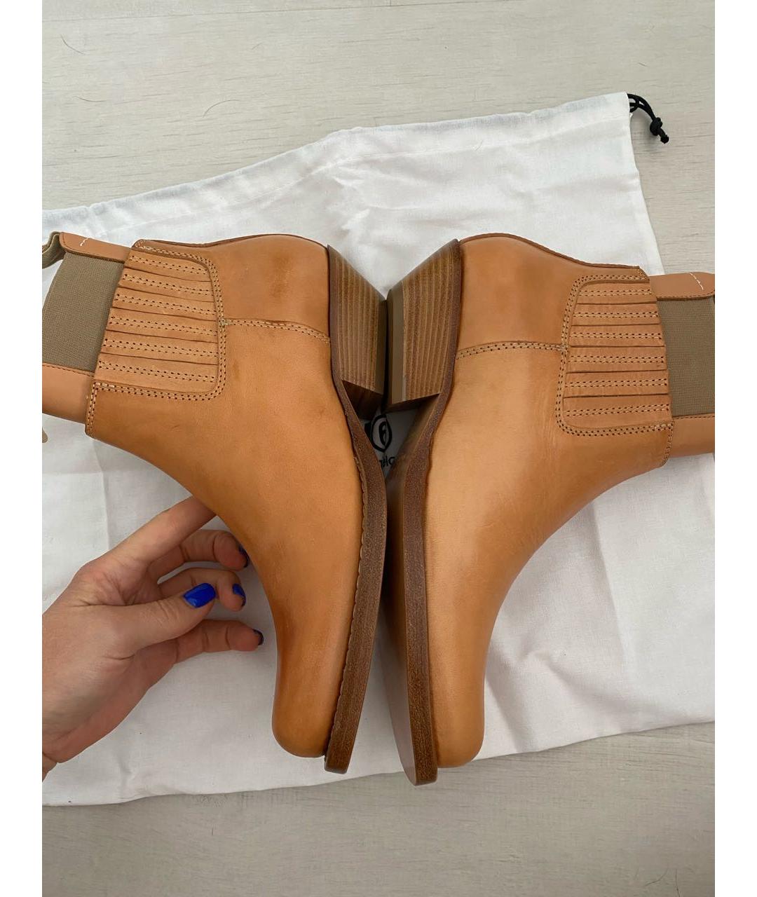 MM6 MAISON MARGIELA Горчичные кожаные ботинки, фото 5