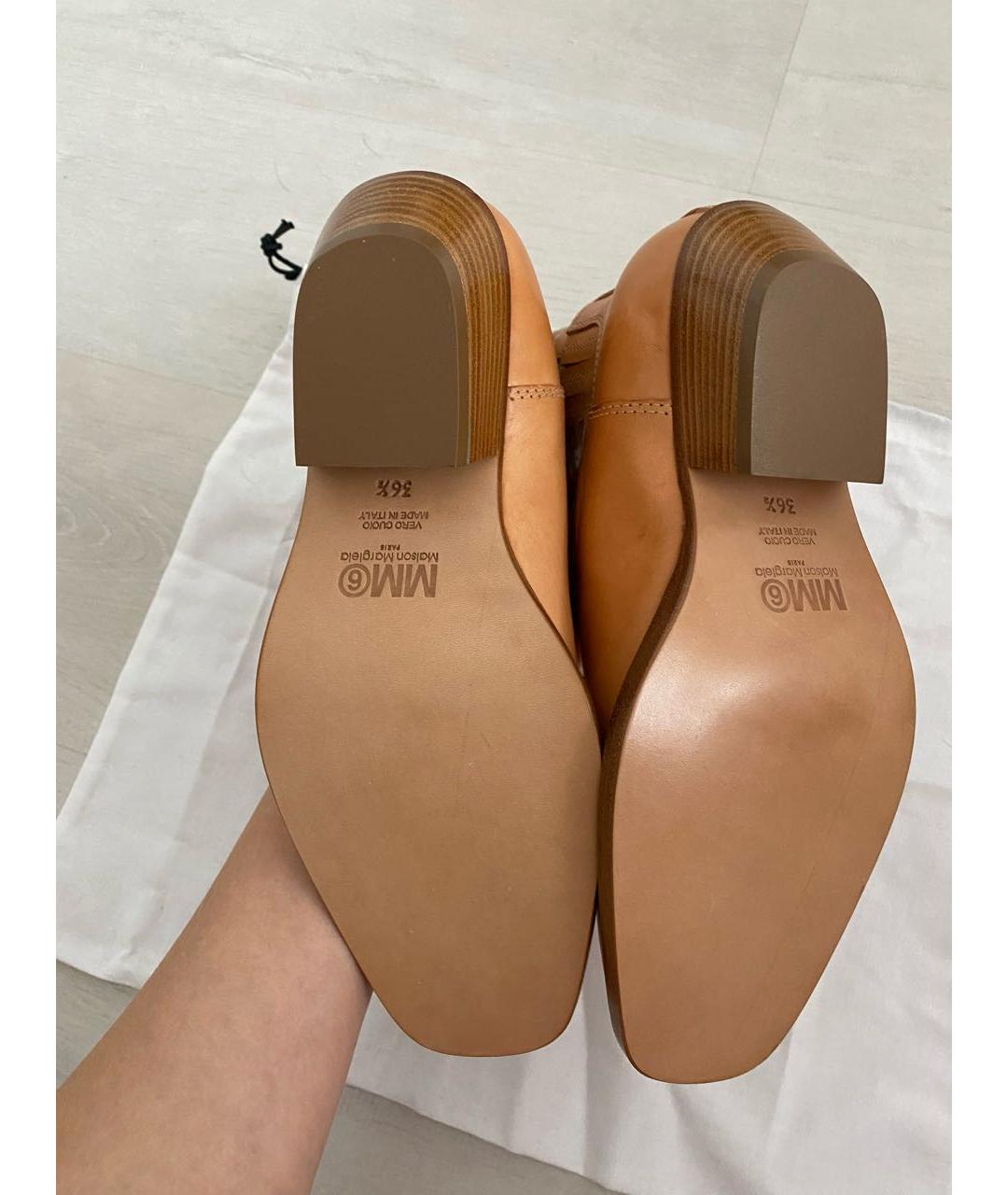 MM6 MAISON MARGIELA Горчичные кожаные ботинки, фото 4