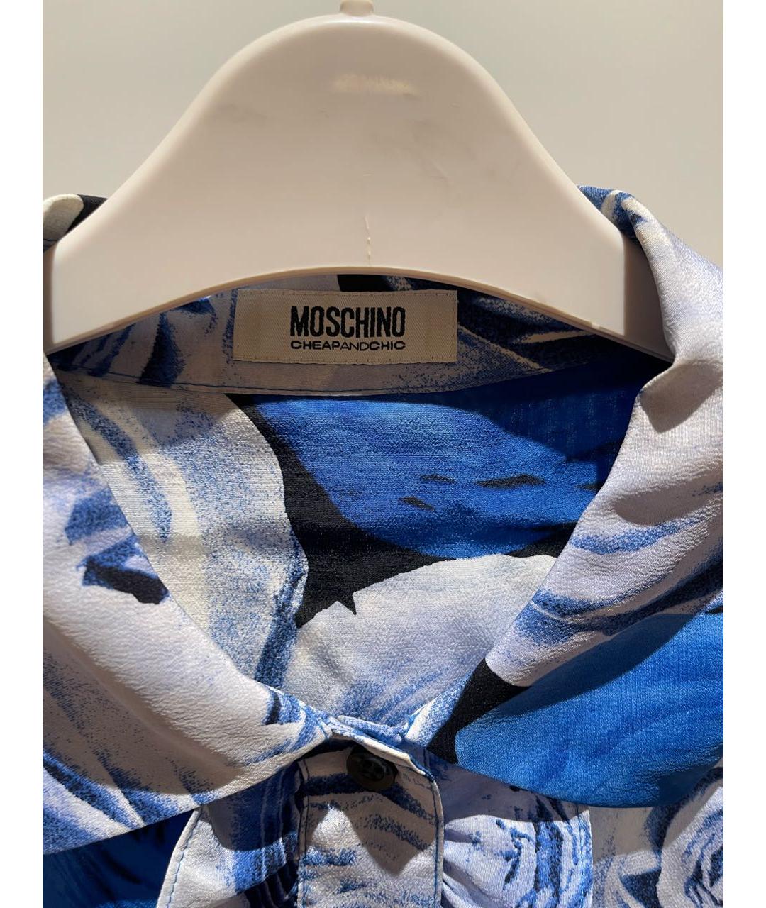 MOSCHINO Синяя шелковая блузы, фото 4