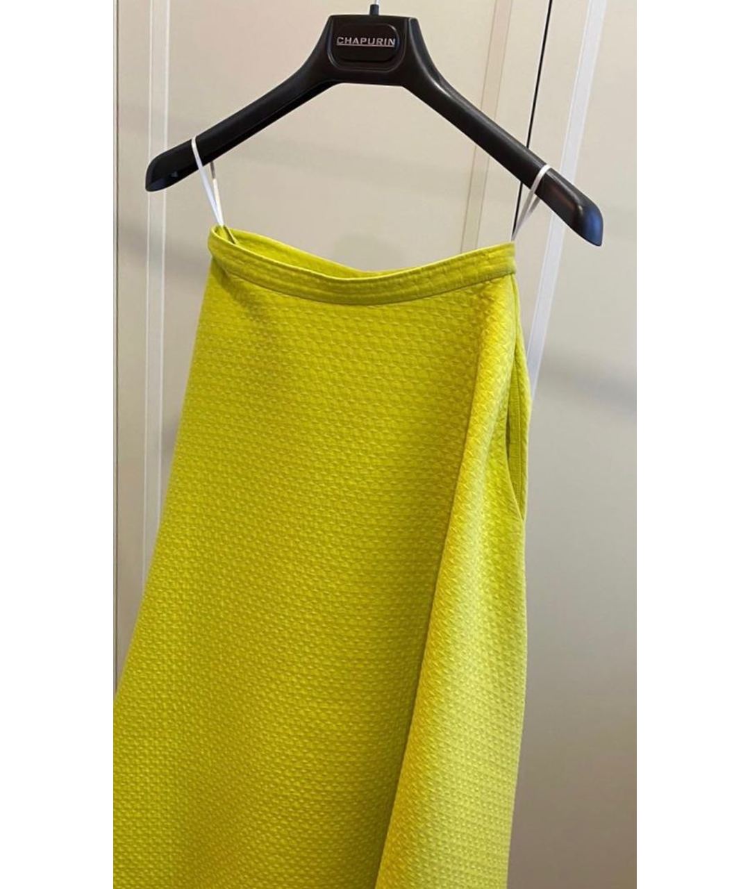 CHAPURIN Желтая хлопко-эластановая юбка миди, фото 2