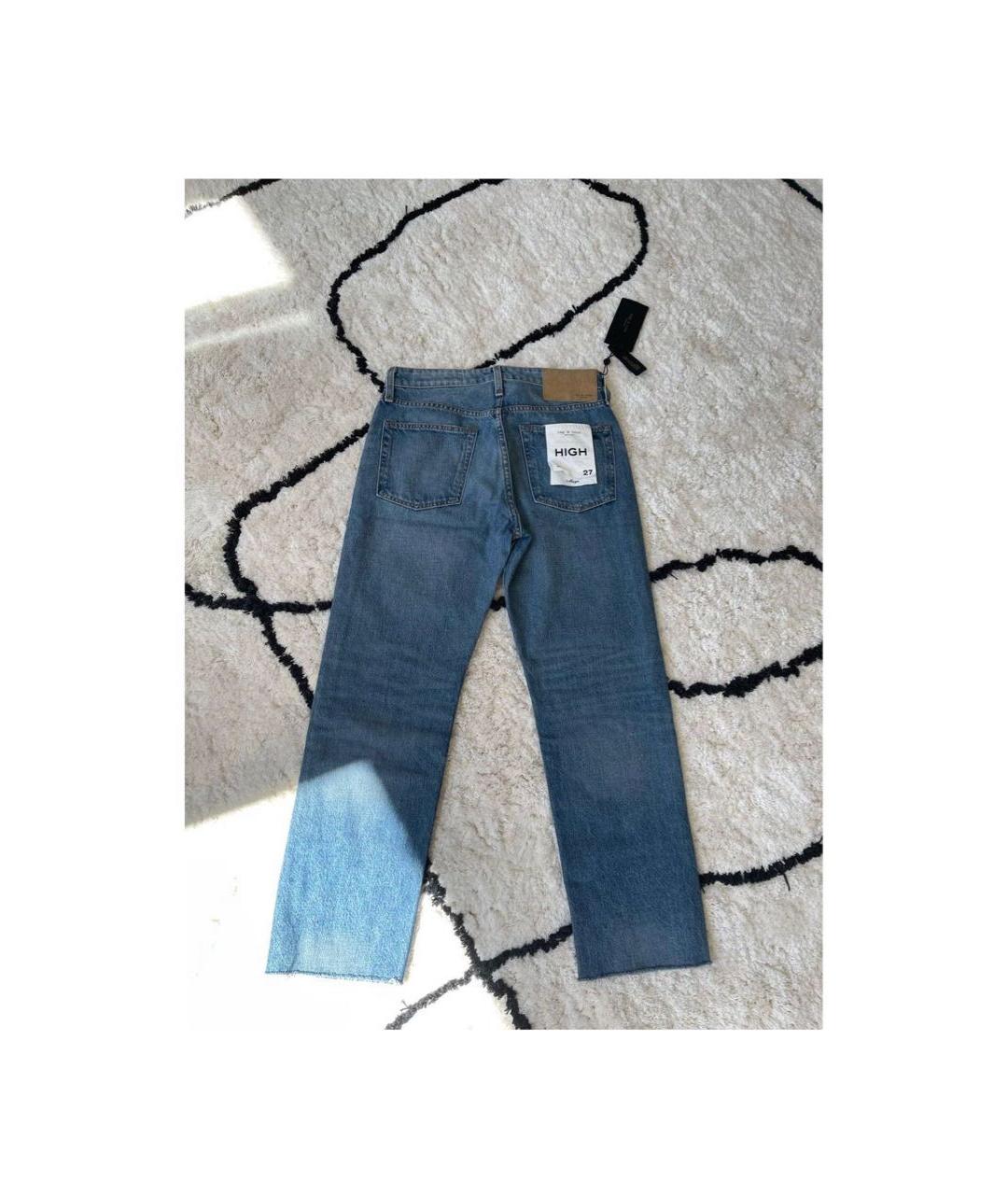 RAG&BONE Голубые хлопковые прямые джинсы, фото 2