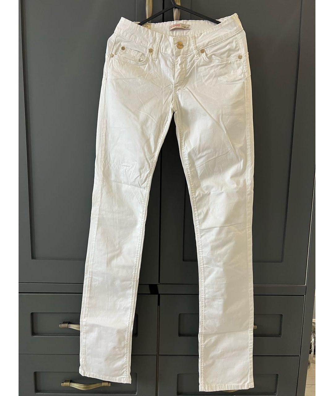 LIU JO Белые хлопко-эластановые брюки узкие, фото 6