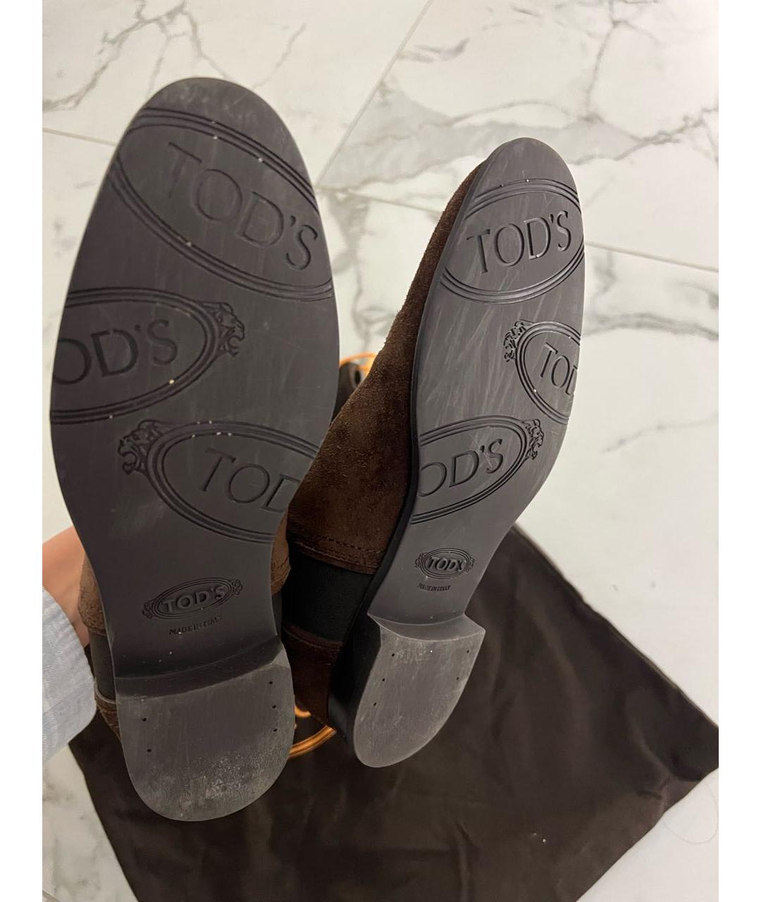 TOD'S Коричневые замшевые ботинки, фото 4