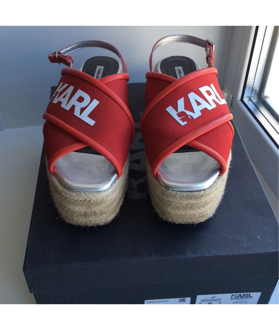 KARL LAGERFELD Красные текстильные сандалии, фото 5
