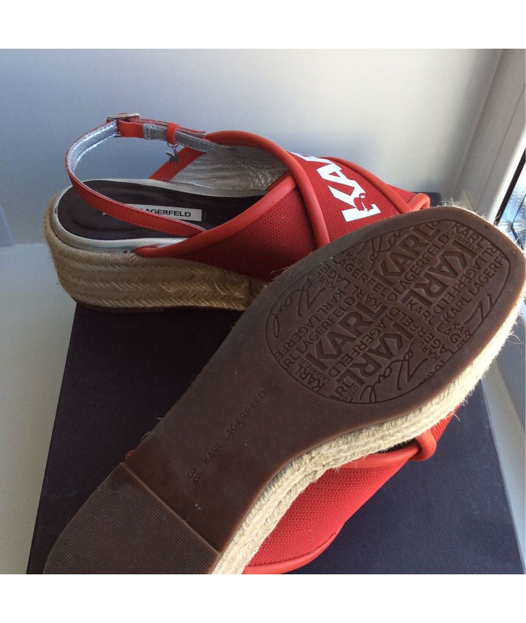 KARL LAGERFELD Красные текстильные сандалии, фото 3