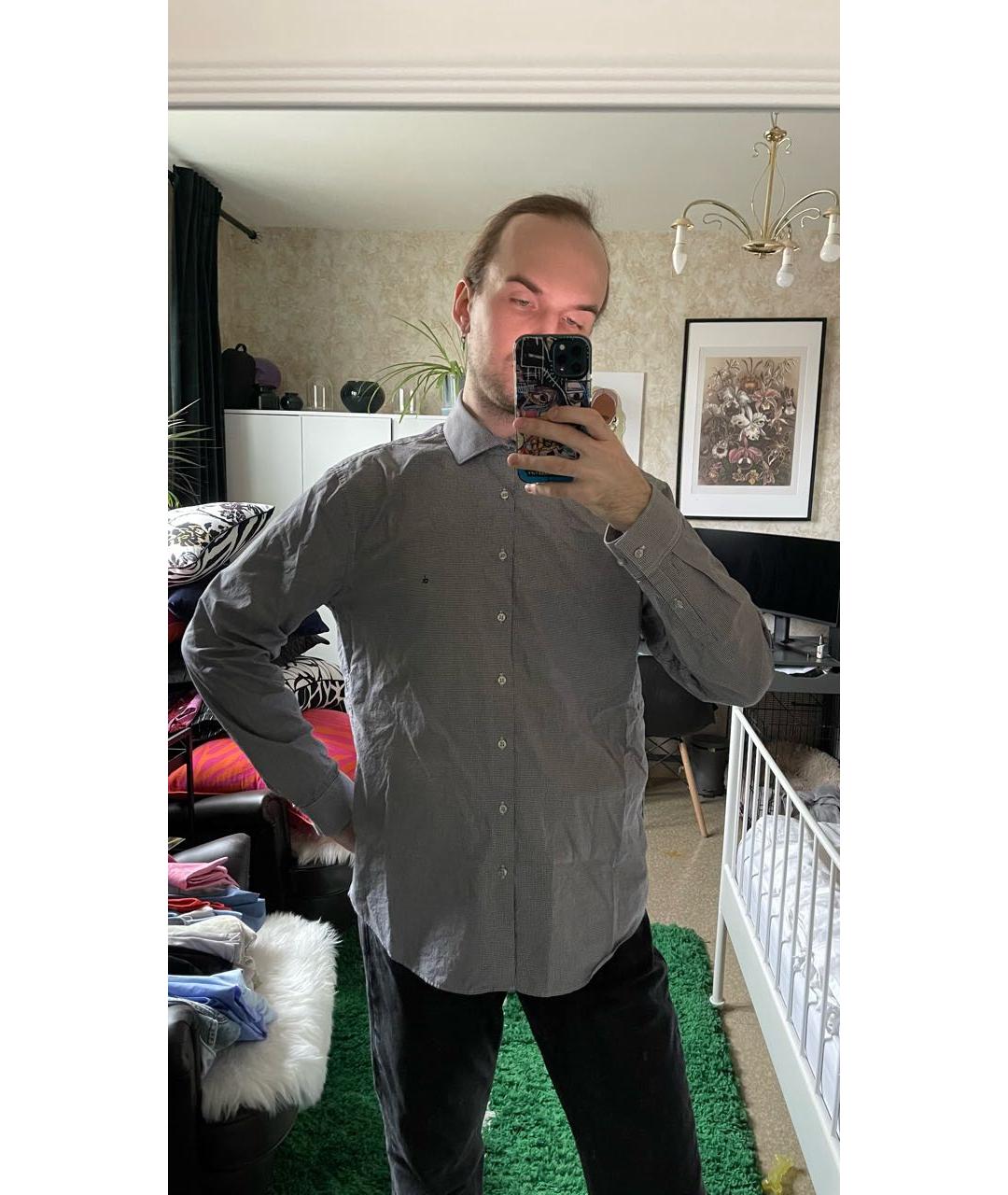 CALVIN KLEIN Антрацитовая хлопковая классическая рубашка, фото 5