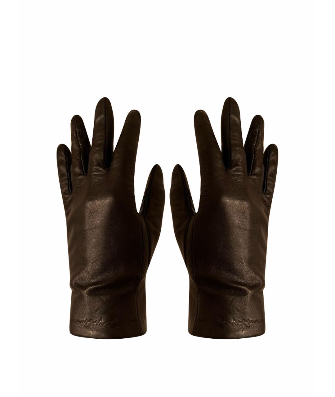GIORGIO ARMANI Черные кожаные перчатки, фото 1