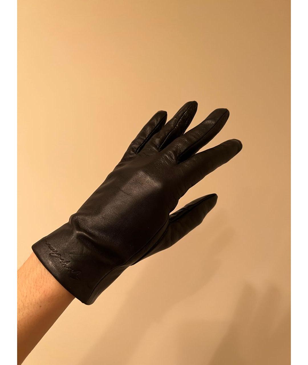 GIORGIO ARMANI Черные кожаные перчатки, фото 6