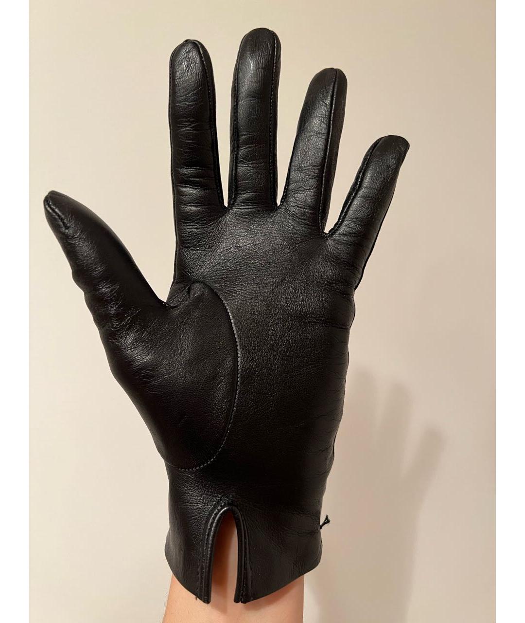 GIORGIO ARMANI Черные кожаные перчатки, фото 3