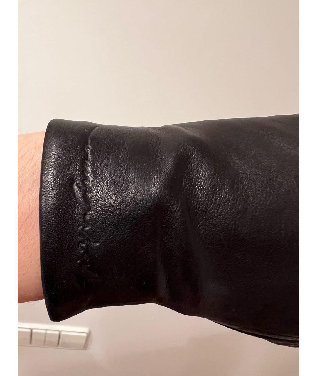 GIORGIO ARMANI Черные кожаные перчатки, фото 2