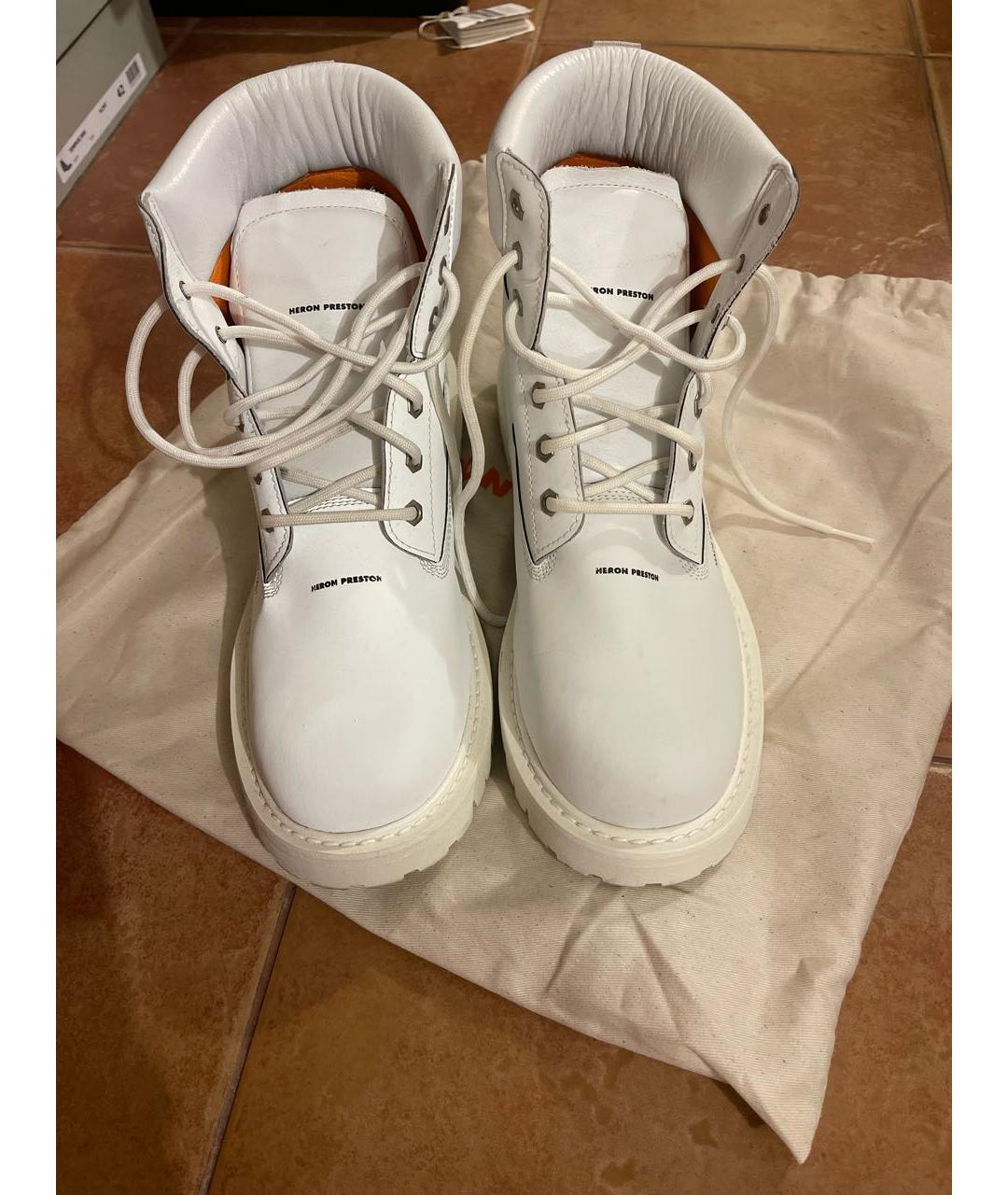 HERON PRESTON Белые кожаные высокие ботинки, фото 2