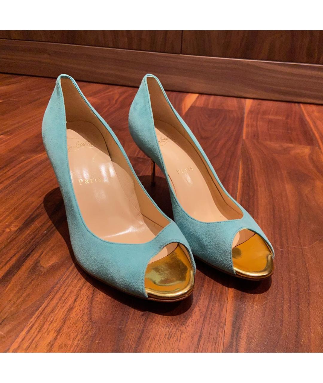 CHRISTIAN LOUBOUTIN Салатовые замшевые туфли, фото 7