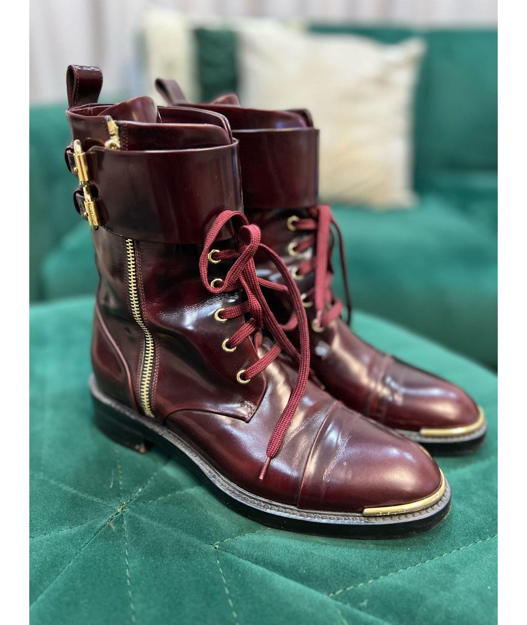 LOUIS VUITTON PRE-OWNED Бордовые кожаные ботинки, фото 6