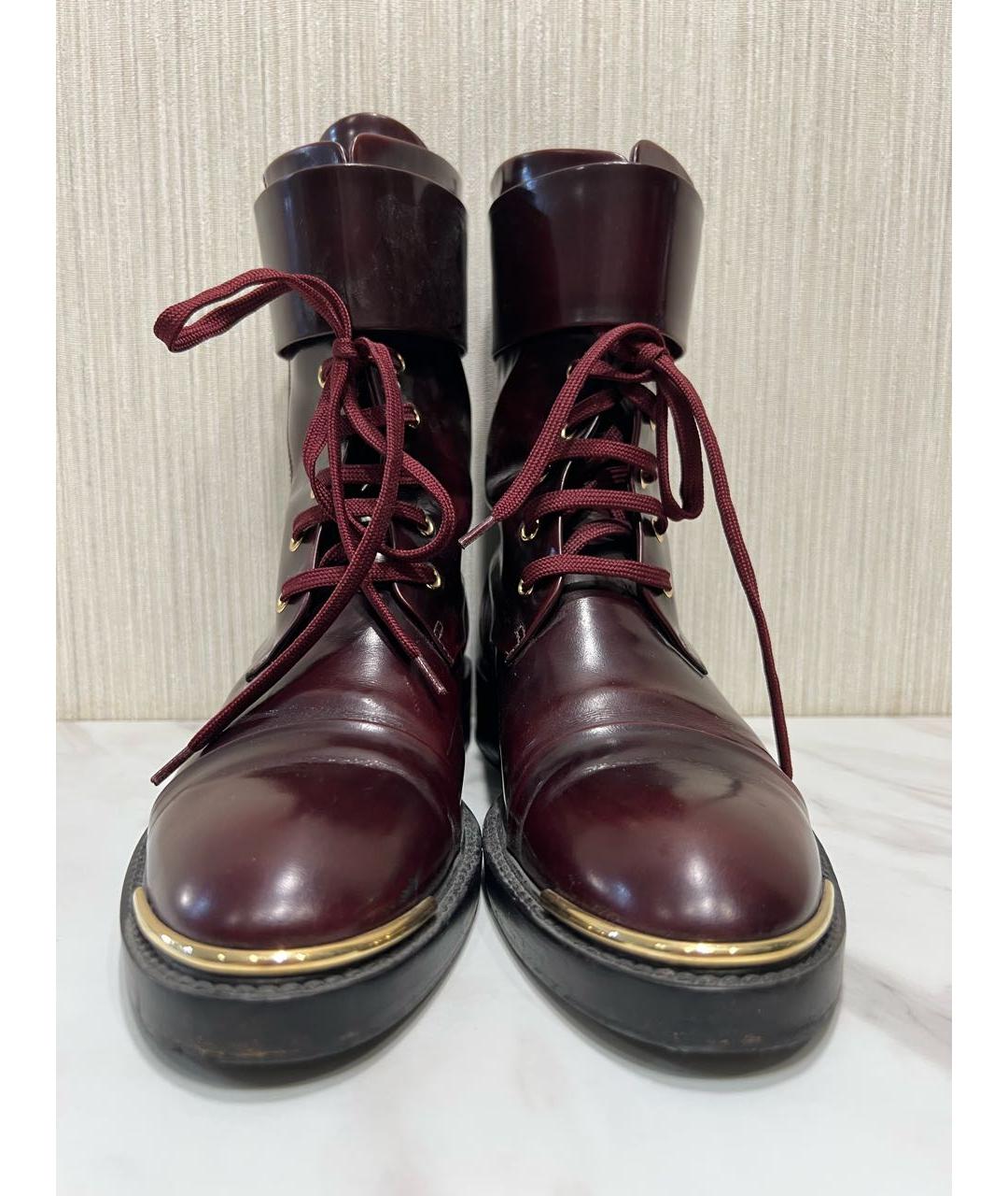 LOUIS VUITTON PRE-OWNED Бордовые кожаные ботинки, фото 2