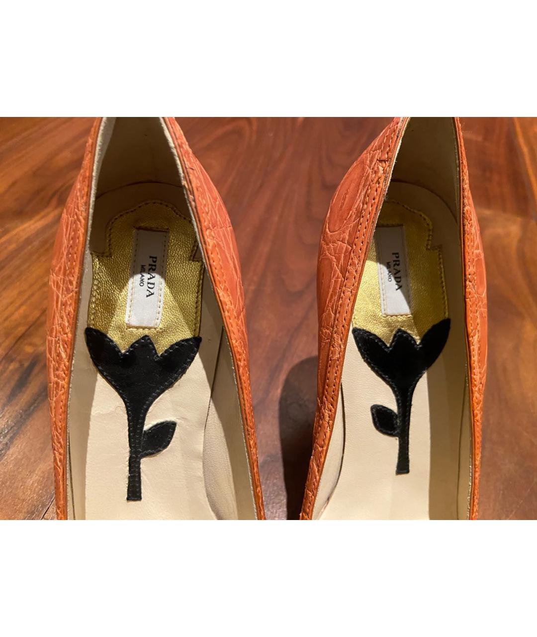 PRADA Оранжевое туфли из экзотической кожи, фото 3
