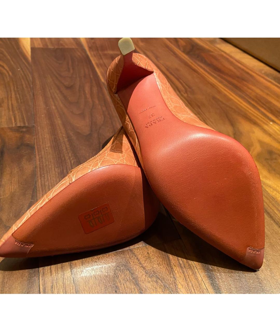PRADA Оранжевое туфли из экзотической кожи, фото 5
