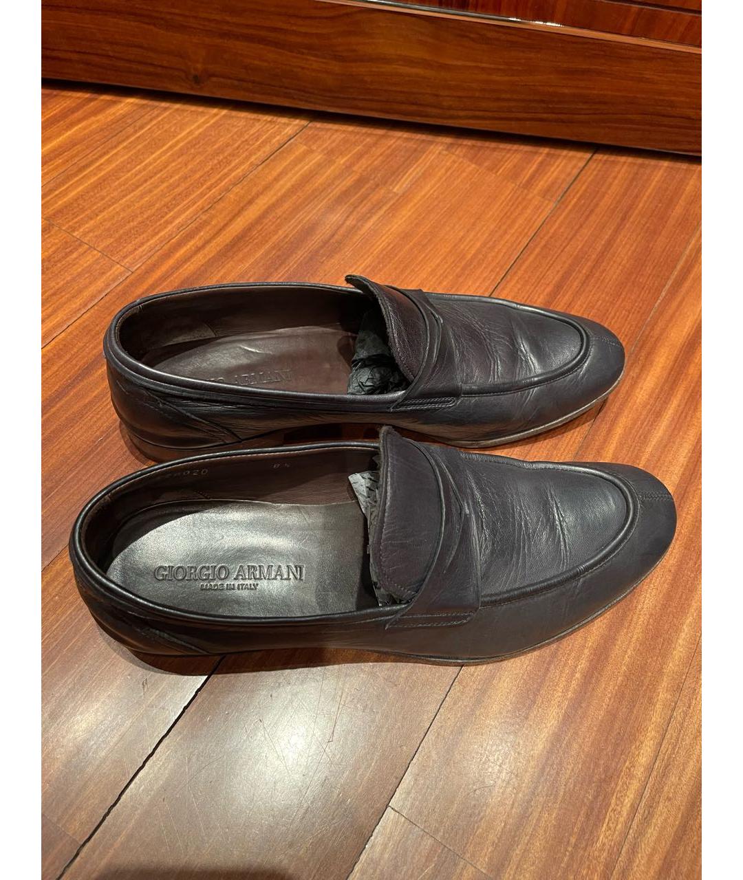 GIORGIO ARMANI Темно-синие кожаные туфли, фото 2