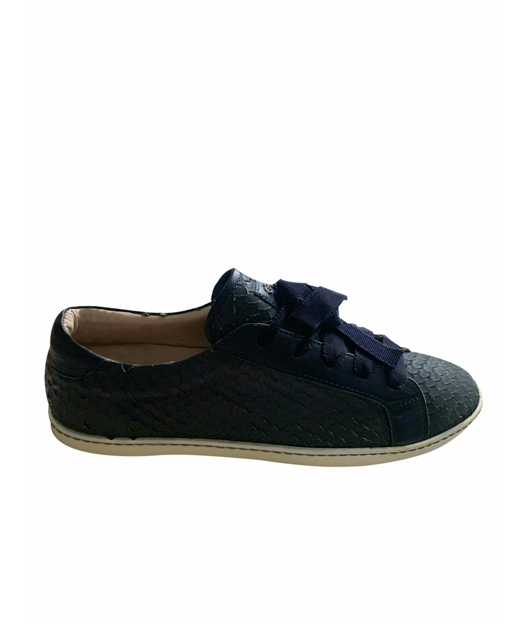 ESCADA Темно-синие кожаные кроссовки, фото 1